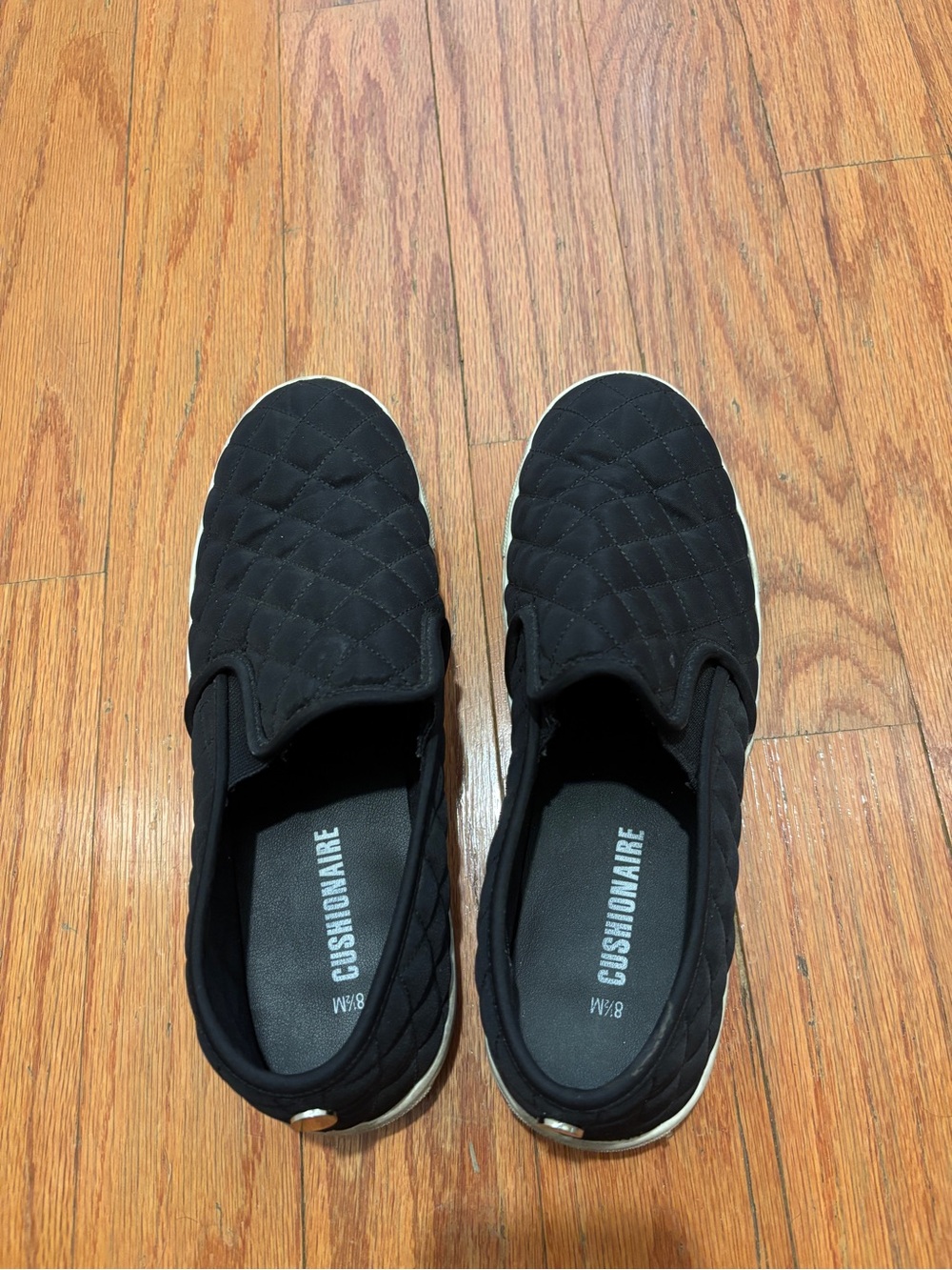 Women's Black Quilted Slip-On Sneakers